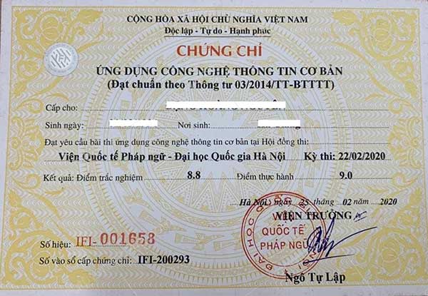 dừng cấp chứng chỉ tin học